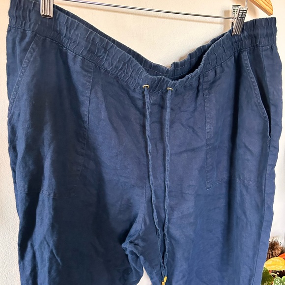 Ellen Tracy XXL navy blue linen pants - Picture 2 of 3
